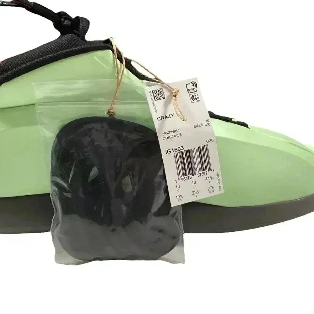 Adidas Crazy 1 Mens 10.5 Green Silver Black Orange Basketball Shoes Kobe Retro